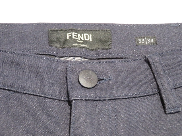 FENDI フェンディ ロゴパッチジーンズ メンズ33/34 ネイビー デニム FLP287 AIZB 2143200600798 【432】