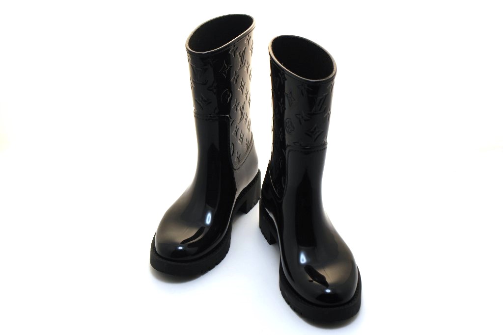 LOUIS VUITTON ドロップス ブーツ ブラック　長靴 LOUIS VUITTON ルイヴィトン ドロップスライン レインブーツ
