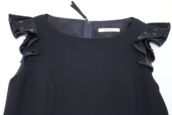 FOXEY フォクシー ワンピース レディース38 ネイビー スパンコール ウール ポリエステル 2148103527852 【432】