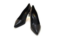 SAINT LAURENT サンローラン 靴 パンプス レディー38ハーフ ブラック レザー 322889