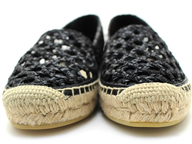 miu miu ミュウミュウ 靴 エスパドリーユ レディース35(約22.0cm) ブラック ベージュ レザー ファブリック 5S030D (2143200595506) 【200】
