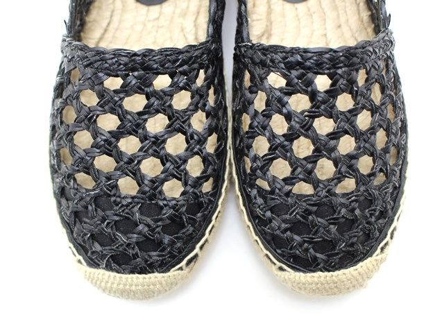 miu miu ミュウミュウ 靴 エスパドリーユ レディース35(約22.0cm) ブラック ベージュ レザー ファブリック 5S030D (2143200595506) 【200】