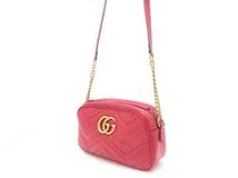 GUCCI グッチ GGマーモント スモールカメラバッグ レッド レザー