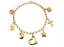 JEWELRY　ジュエリー　　チャーム付き　ブレスレット　K18イエローゴールド　約6.6g　2143200549356【207】