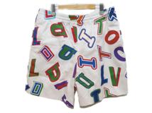 LOUIS VUITTON　ルイヴィトン×NBA　プリントバスケットボールショーツ　メンズXL　ホワイト/マルチカラー　コットン　1A90TX　2143000540225　【432】