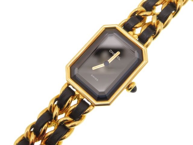 CHANEL シャネル プルミエールS H0001 GP/レザー ブラック文字盤