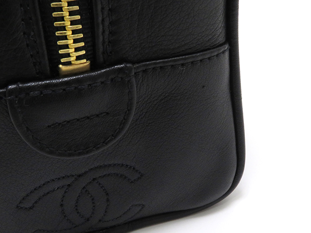 CHANEL ビコローレ　ポーチ　 黒 CHANEL シャネル ビコローレポーチ ブラック /GP レザー【430