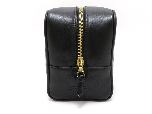 CHANEL ビコローレ　ポーチ　 黒 CHANEL シャネル ビコローレポーチ ブラック /GP レザー【430