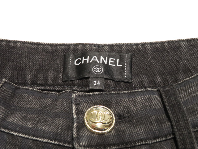 CHANEL シャネル ストライプジーンズ レディース34 ブラック