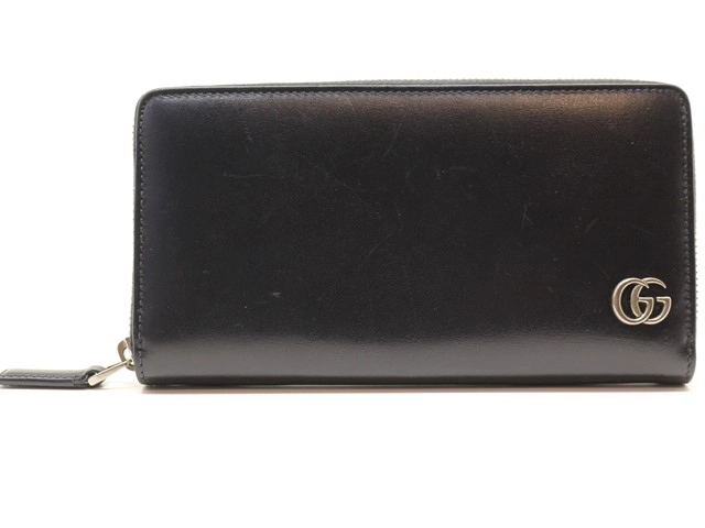 GUCCI グッチ GGマーモント ラウンド長財布 ブラック レザー 428736 