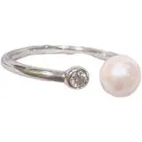 JEWELRY　ノンブランドジュエリー　リング　ダイヤモンド　真珠　指輪  K10WG  D0.05ct　P約5.9mm　約1.8g　#10　2141300449712【208】