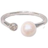 JEWELRY　ノンブランドジュエリー　リング　ダイヤモンド　真珠　指輪  K10WG  D0.05ct　P約5.9mm　約1.8g　#10　2141300449712【208】