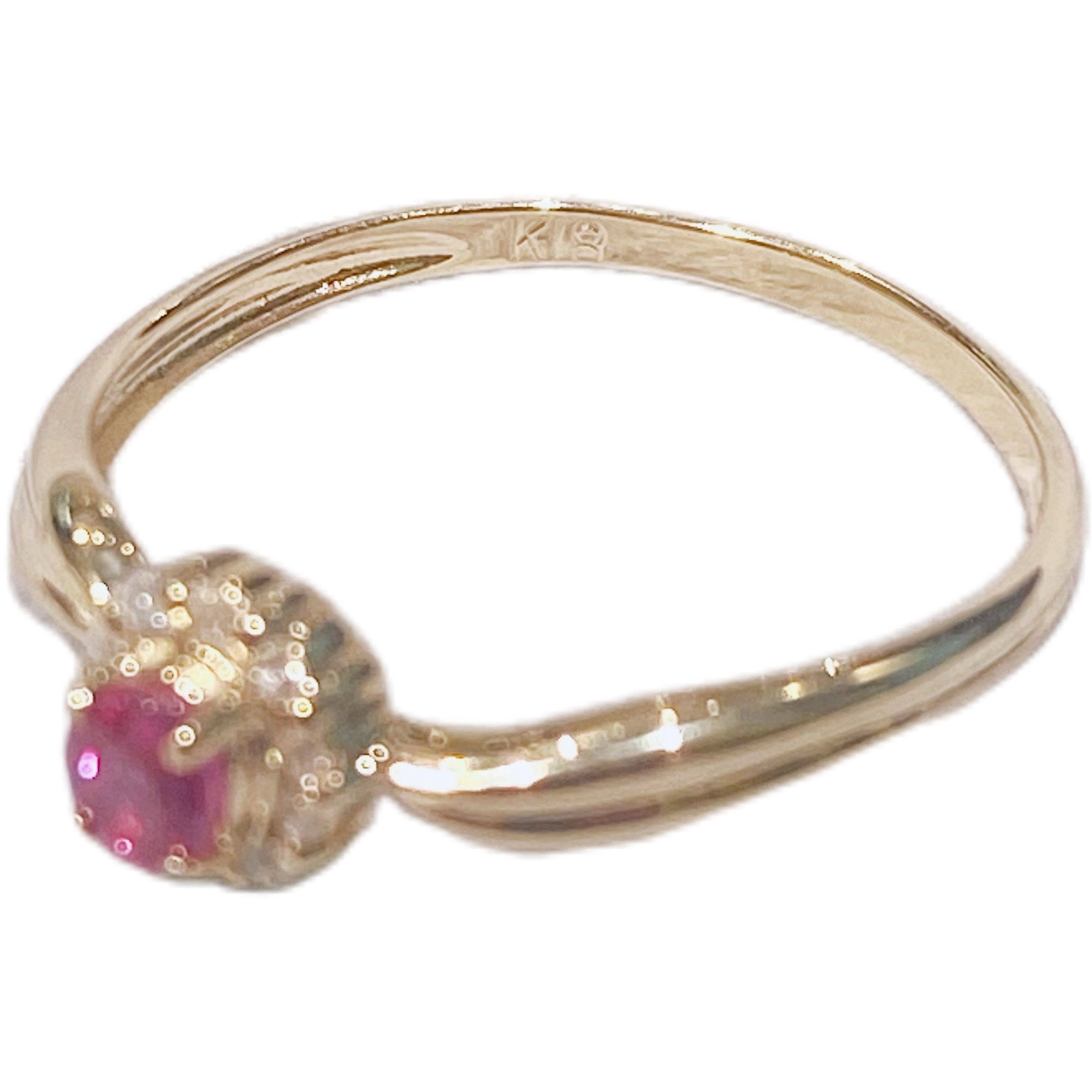 JEWELRY　ノンブランドジュエリー　リング　指輪　K18　D　R　ダイヤモンド　ルビー　約1.5g　#11.5　2141300448883【472】