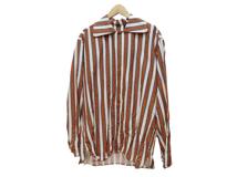 LOUIS VUITTON　ルイヴィトン　チェーンデザインストライプシャツ　メンズXS　オレンジ/アイボリー　コットン　RM192M NLJ HHS07W　 2120500249933　【432】