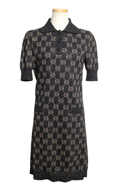 美品GUCCI ハート柄 半袖ワンピース 100cm~ GUCCI グッチ GGラメジャガード 半袖ワンピース レディースS
