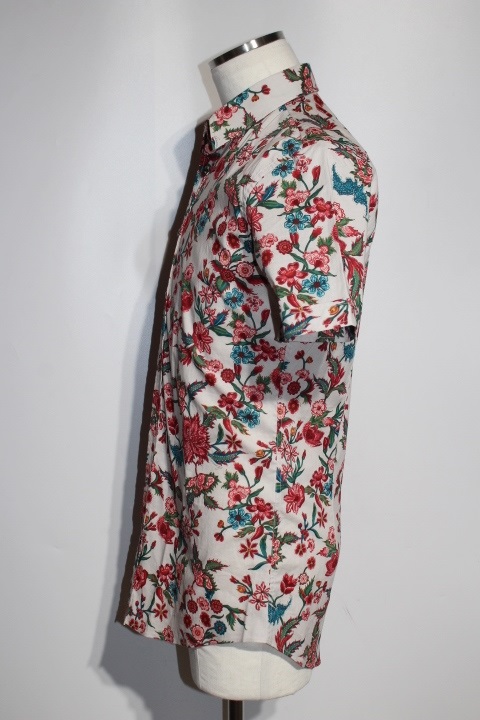 GUCCI グッチ シャツ 半袖 メンズ38 レッド 花柄 コットン