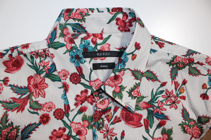 GUCCI メンズ 花柄 半袖シャツ 38/15 グッチ GUCCI シャツ フラワー 花柄 アロハ 上着 半袖シャツ