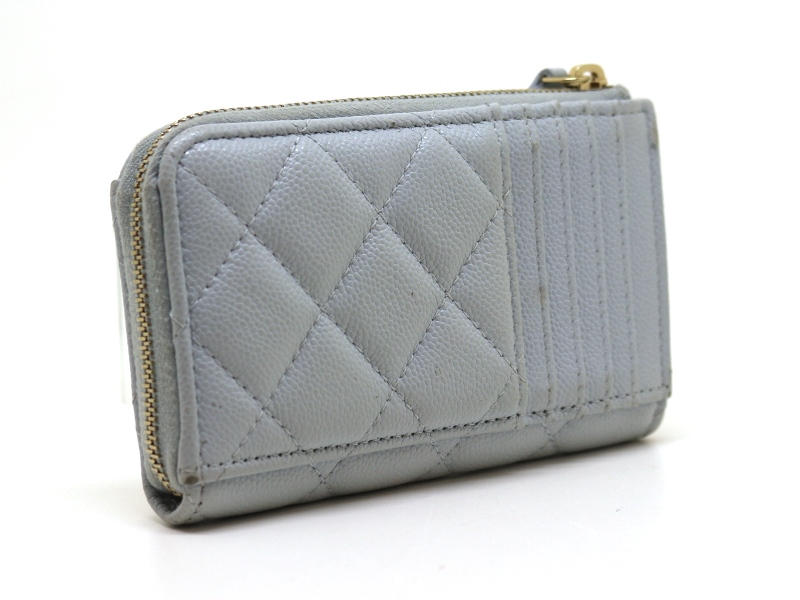 【シャネル】クラシック ジップ カードケース 上品な淡いグレー CHANEL シャネル カードケース クラシックジップカードケース