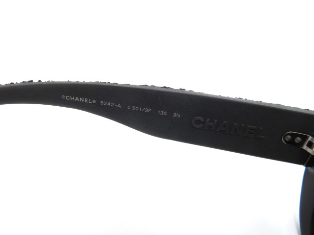 【美品】CHANEL サングラス ツイード柄 ブラック CHANEL ブラック ツイード サングラス