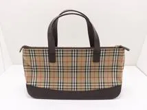 BURBERRY バーバリー チェック柄ハンドバッグ ダークブラウン/ベージュ