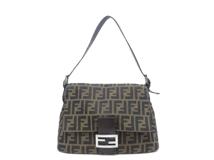FENDI　フェンディ　ズッカ マンマバゲット　ベージュ　ダークブラウン　キャンバス　レザー　26825【431】2148103887703