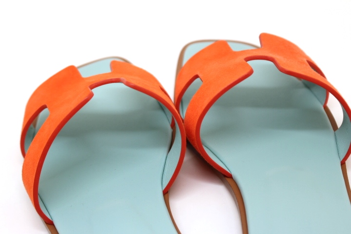 HERMES エルメス 靴 オラン サンダル レディース37 オレンジ