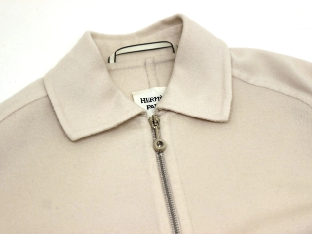 HERMES　エルメス　ブルゾン　レディース34　ベージュ　カシミヤ　1E0126DA　2143000679031 【432】