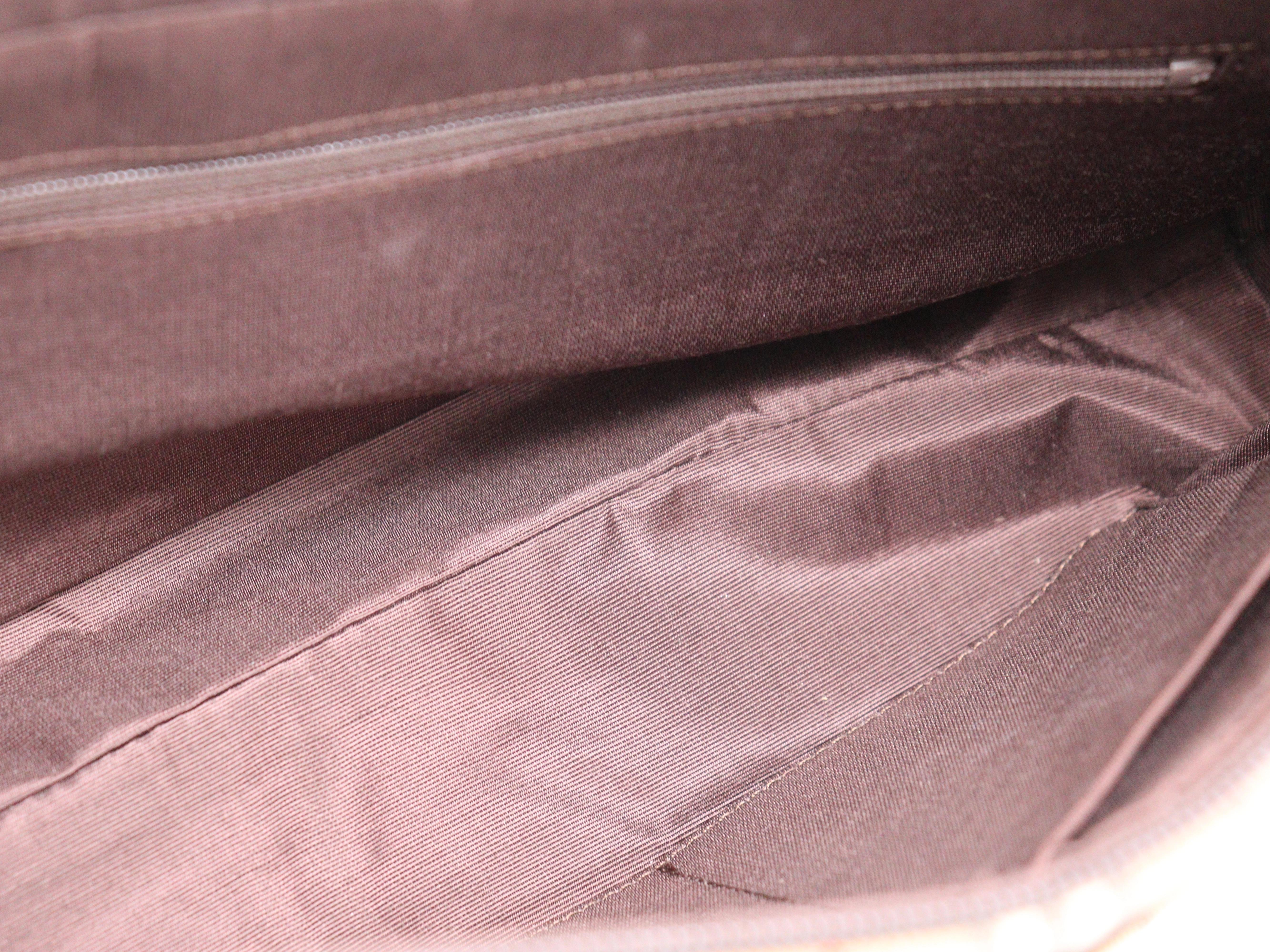 BURBERRY バーバリー チェック柄ハンドバッグ ダークブラウン/ベージュ キャンバス/レザー 【471】 Y