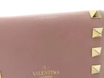 VALENTINO バレンチノ 小物 ロックスタッズ カードケース ピンクベージュ カーフ【473】