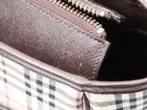 BURBERRY　バーバリー　ノバチェック トートバッグ ベージュ/ダークブラウン キャンバス/レザー　【471】　Y