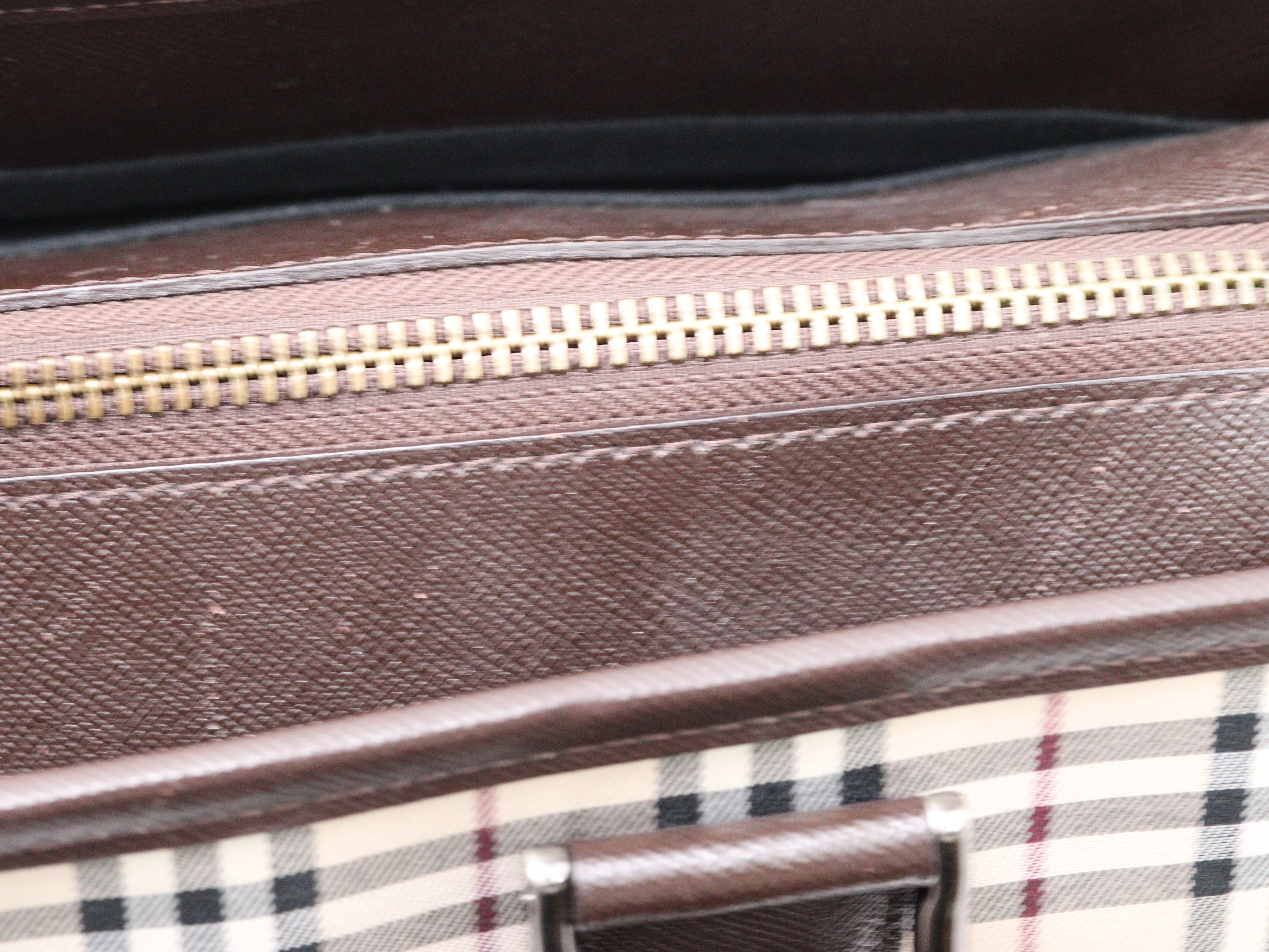 BURBERRY　バーバリー　ノバチェック トートバッグ ベージュ/ダークブラウン キャンバス/レザー　【471】　Y