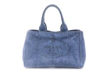 PRADA　プラダ　ハンドバッグ　カナパM　ブルー　デニム　B1877B【471】L