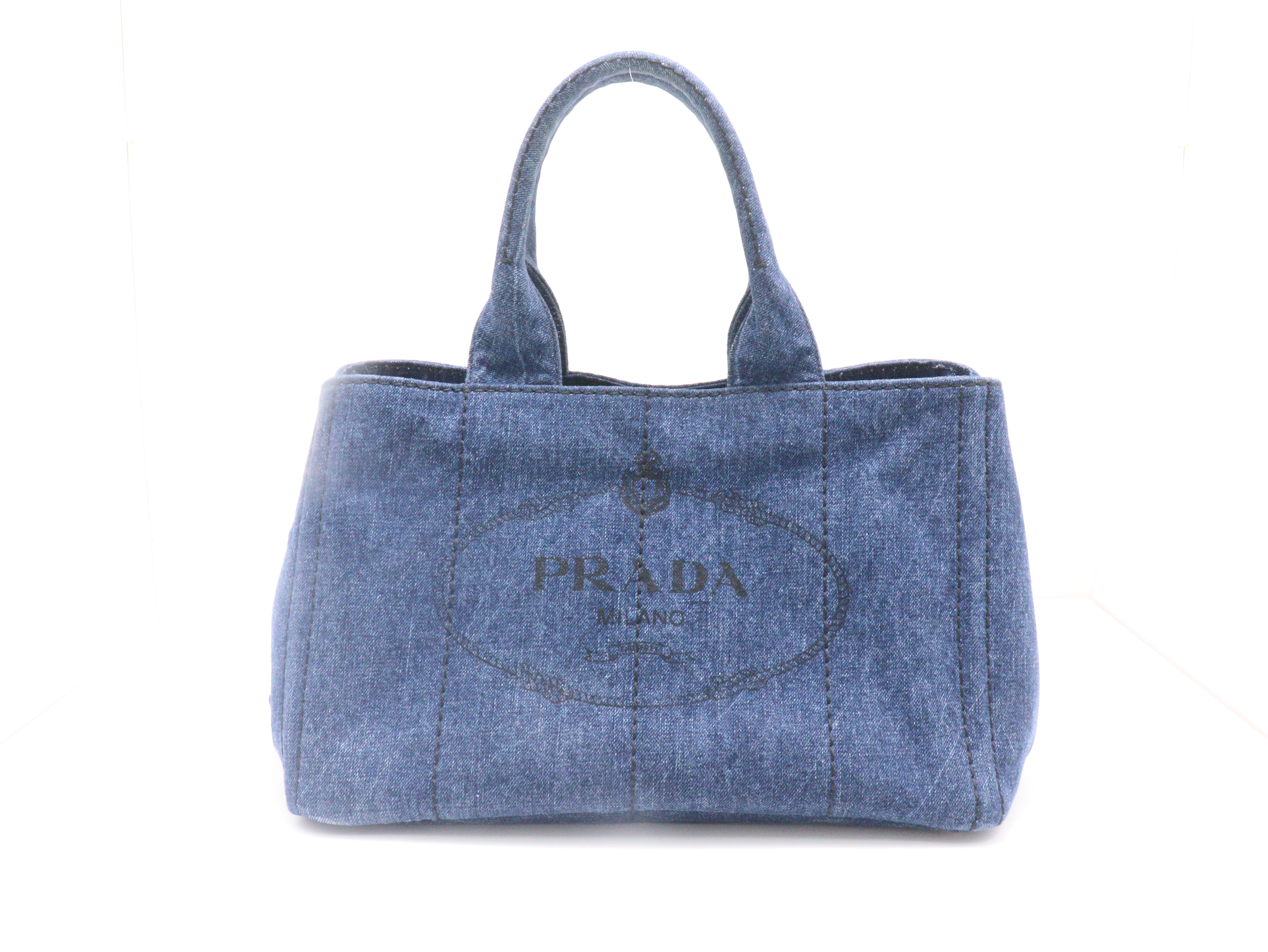PRADA プラダ ハンドバッグ カナパM ブルー デニム B1877B【471】L の
