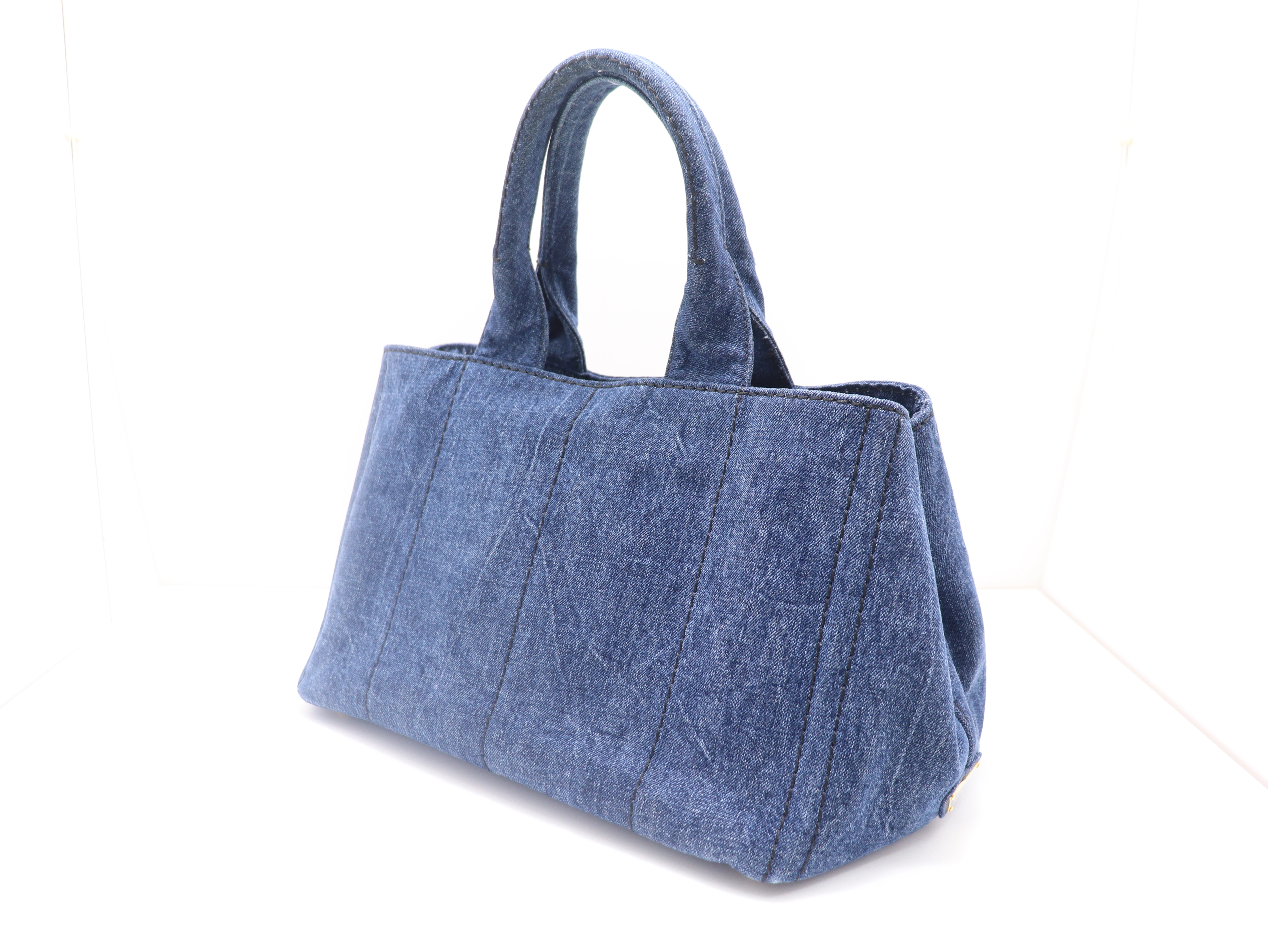 PRADA　プラダ　ハンドバッグ　カナパM　ブルー　デニム　B1877B【471】L