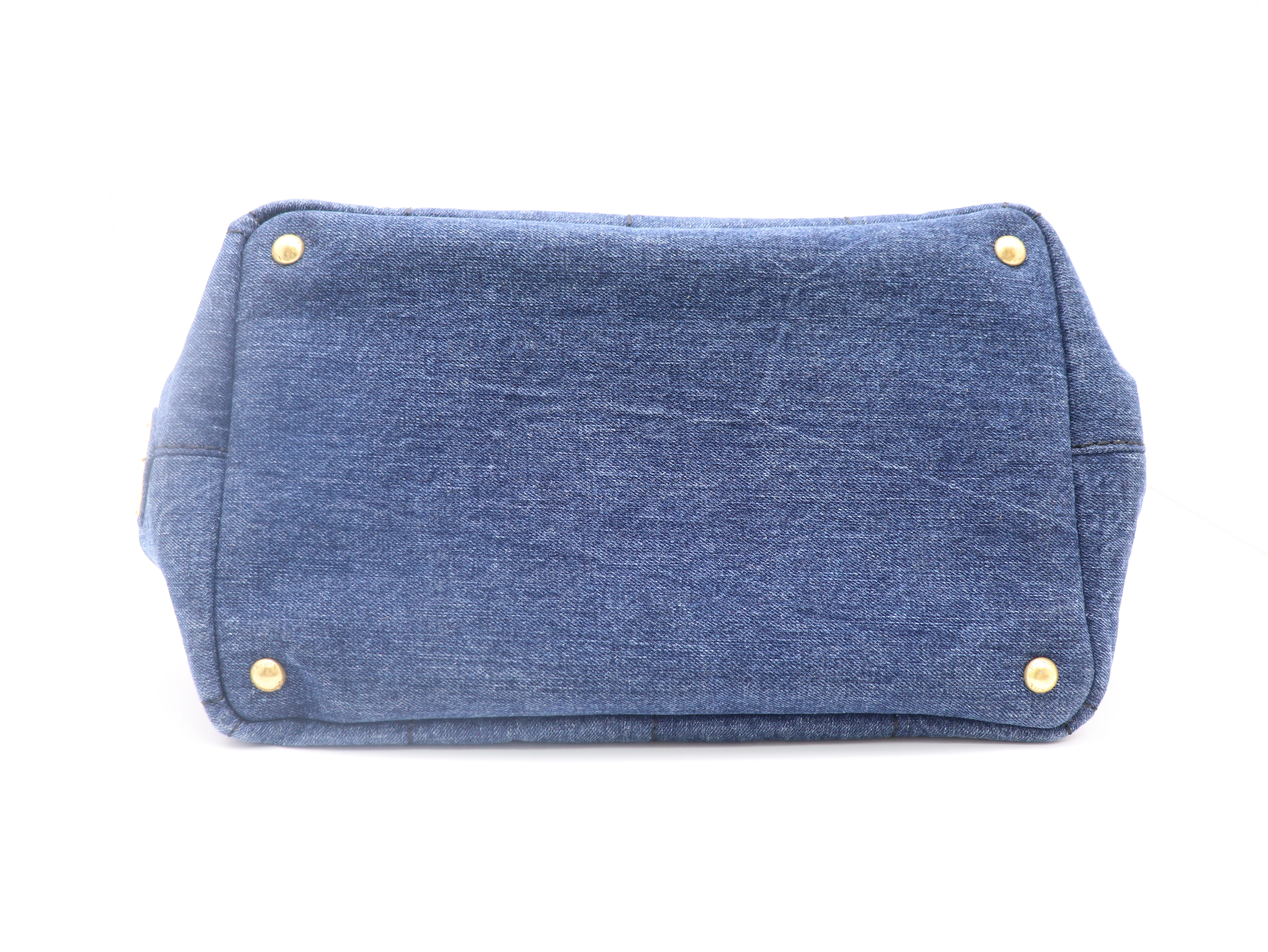 PRADA　プラダ　ハンドバッグ　カナパM　ブルー　デニム　B1877B【471】L