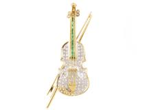 JEWELRY　ジュエリー　ブローチ/トップ　K18　イエローゴールド　ダイヤモンド0.55ct　エメラルド0.46　約10.6g　2147200551951【207】