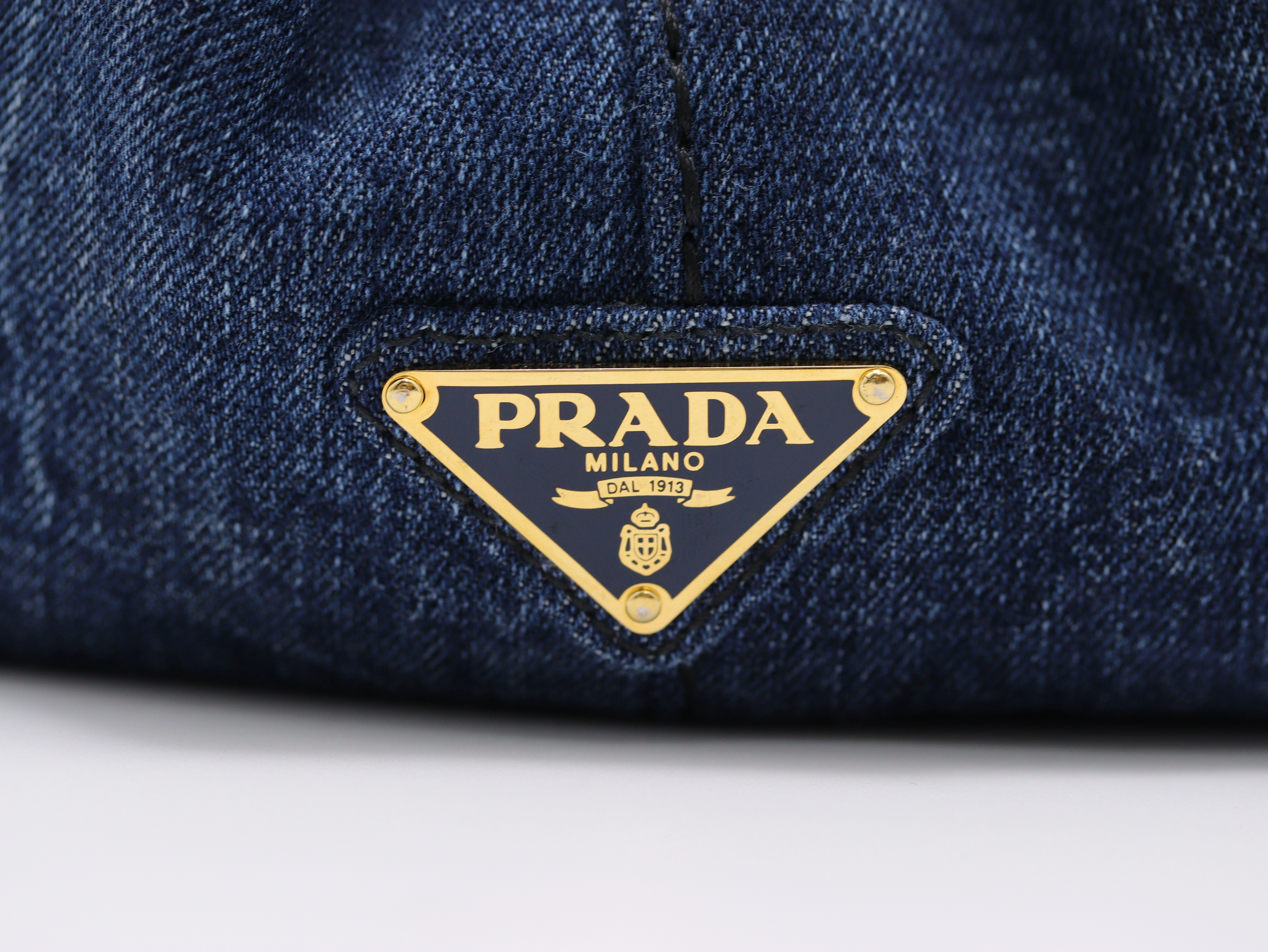 PRADA　プラダ　ハンドバッグ　カナパM　ブルー　デニム　B1877B【471】L