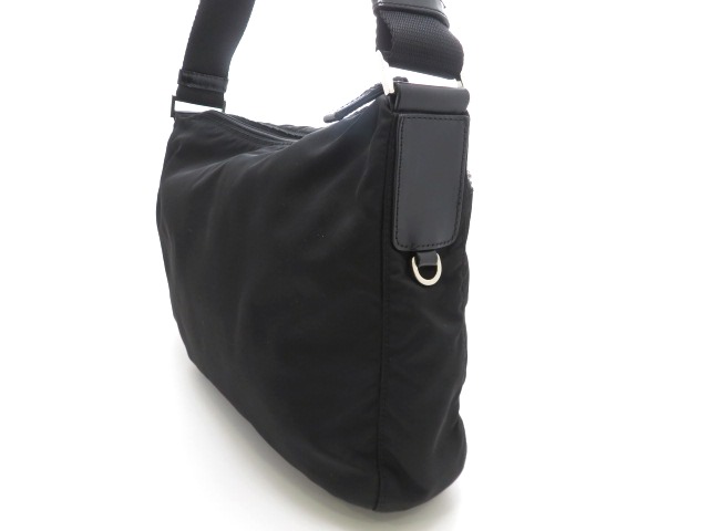 PRADA プラダ ショルダーバッグ ブラック ナイロン レザー PRADA プラダ ショルダーバッグ ブラック ナイロン レザー