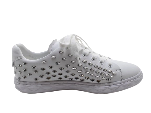 JIMMY CHOO ジミーチュウ 靴 ダイヤモンドライトスニーカー レディース37(約24cm) ホワイト レザー スタッズ DIAMONDLIGHT 参考定価：\132,000- (2147200528878)【200】