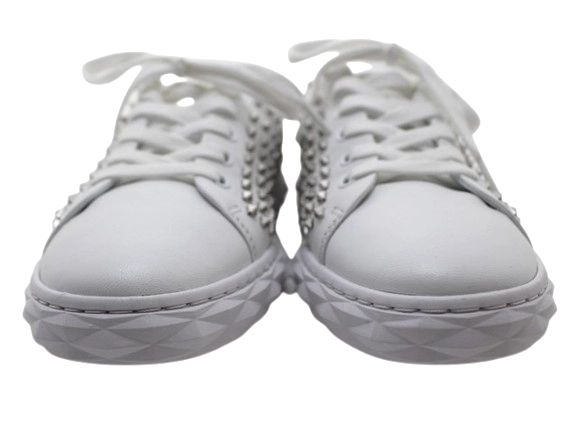 JIMMY CHOO ジミーチュウ 靴 ダイヤモンドライトスニーカー レディース37(約24cm) ホワイト レザー スタッズ DIAMONDLIGHT 参考定価：\132,000- (2147200528878)【200】