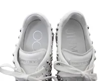 JIMMY CHOO ジミーチュウ 靴 ダイヤモンドライトスニーカー レディース37(約24cm) ホワイト レザー スタッズ DIAMONDLIGHT 参考定価：\132,000- (2147200528878)【200】