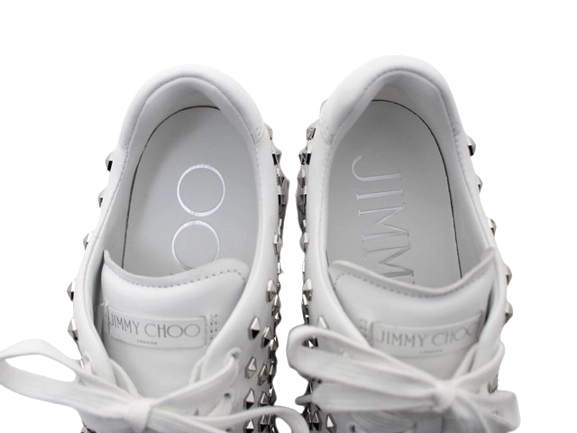 JIMMY CHOO ジミーチュウ 靴 ダイヤモンドライトスニーカー レディース37(約24cm) ホワイト レザー スタッズ DIAMONDLIGHT 参考定価：\132,000- (2147200528878)【200】