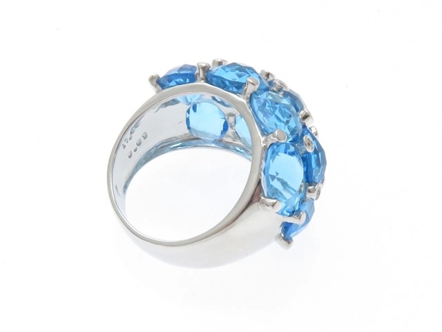 Ponte Vecchio　ポンテヴェキオ　リング　ホワイトゴールドK18　ブルートパーズ17.6ct　ダイヤモンド0.09ct　約10.1ｇ　12号【430】2143700191666