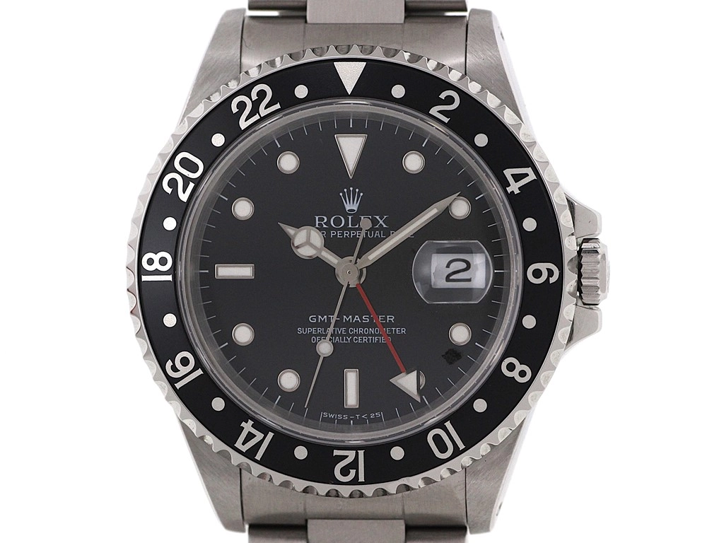 U番 ROLEX ロレックス 腕時計 GMTマスターI 16700 トリチウム ブラック文字盤 ステンレス 自動巻き【472】SJ