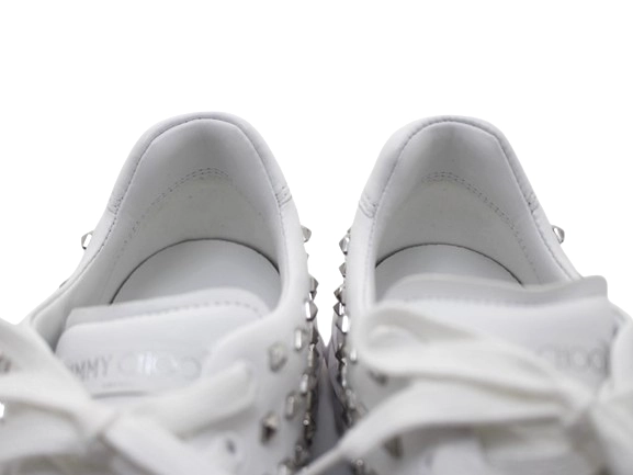 JIMMY CHOO ジミーチュウ 靴 ダイヤモンドライトスニーカー レディース37(約24cm) ホワイト レザー スタッズ DIAMONDLIGHT 参考定価：\132,000- (2147200528878)【200】