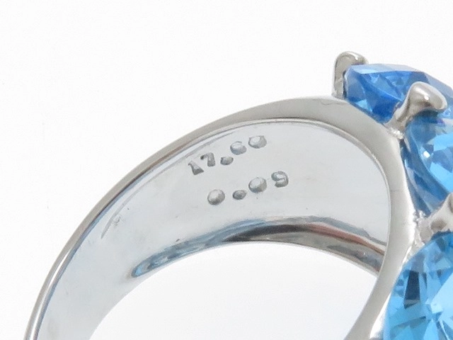 Ponte Vecchio　ポンテヴェキオ　リング　ホワイトゴールドK18　ブルートパーズ17.6ct　ダイヤモンド0.09ct　約10.1ｇ　12号【430】2143700191666