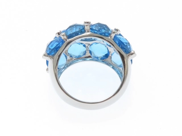 Ponte Vecchio　ポンテヴェキオ　リング　ホワイトゴールドK18　ブルートパーズ17.6ct　ダイヤモンド0.09ct　約10.1ｇ　12号【430】2143700191666