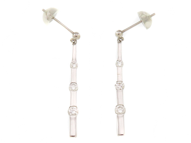 K18WG ダイヤ ステーション ピアス JEWELRY ジュエリー ピアス K18WG/ポストPT900 ダイヤモンド0.18