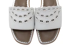 HERMES エルメス 靴 ガエル シェーヌダンクル サンダル レディース38.5(約25cm) ホワイトレザー H231291Z (2141000353340) 【200】