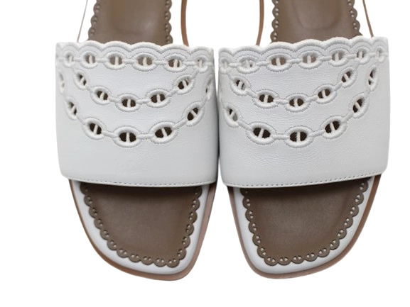 HERMES エルメス 靴 ガエル シェーヌダンクル サンダル レディース38.5(約25cm) ホワイトレザー H231291Z (2141000353340) 【200】